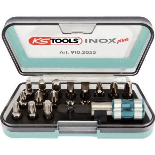 Verktyg och tillbehör - KS Tools - 910.2055 - Set med 18 borrar i rostfritt stål - 6,4 mm - Blå färg