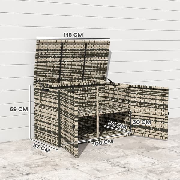 Opbevaringsboks, Rattan, 118x57x69 cm, Blandet Grå