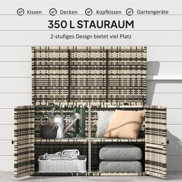 Opbevaringsboks, Rattan, 118x57x69 cm, Blandet Grå