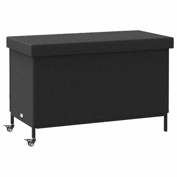 Trädgårdslåda med hjul svart 110x55x73 cm konstrotting