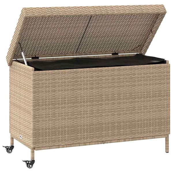 Trädgårdslåda med hjul blandad beige 110x55x73 cm konstrotting