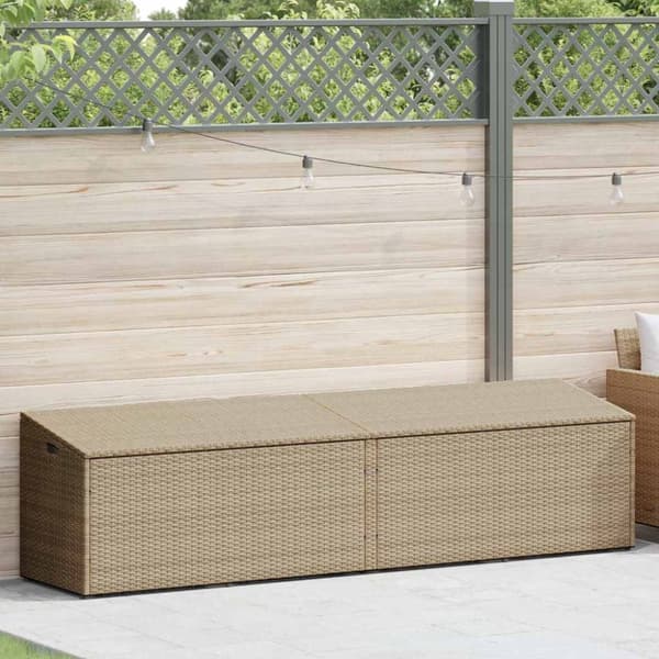 Förvaringslåda för trädgård beige 220x50x58 cm konstrotting
