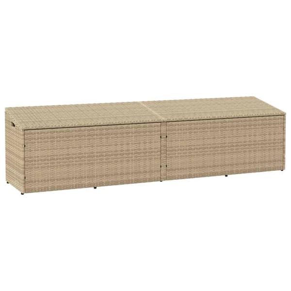 Förvaringslåda för trädgård beige 220x50x58 cm konstrotting