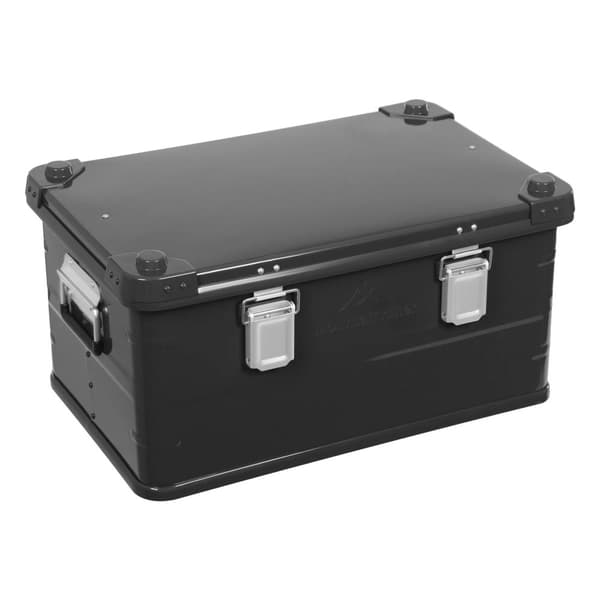 Bärbar utomhusförvaringslåda, aluminiumlegering, 50L kapacitet, damm- och vattentålig,svart, 50 - 70L
