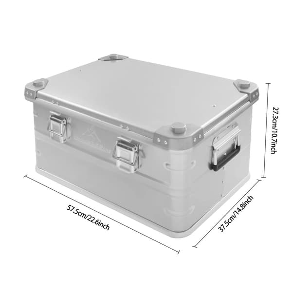 Bärbar utomhusförvaringslåda, aluminiumlegering, 50L kapacitet, damm- och vattentålig,Silver, 50 - 70L