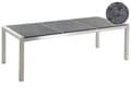 Miniatyrbild 1 av 9: 8-sits Utomhus Trädgårdsbord 220 x 100 x 74 cm med Bordsskiva i Grå och Silver Färg och Ben av Rostrfitt Stål