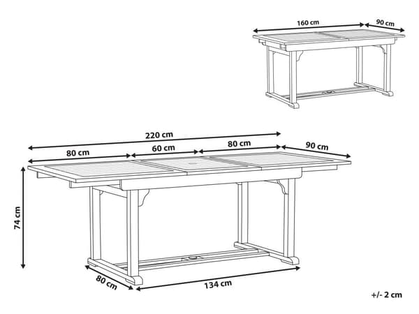 Trädgårdsbord Ljust Akaciaträ 160/220 x 90 cm Hopfällbart Med Hål för Parasoll