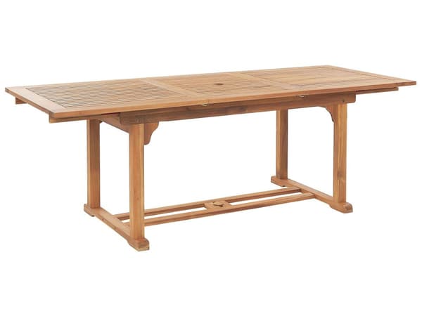Trädgårdsbord Ljust Akaciaträ 160/220 x 90 cm Hopfällbart Med Hål för Parasoll