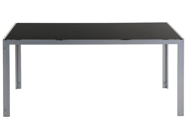 Trädgårdsbord i Svart Färg med Bordsskiva av Härdat Glas och Grå Aluminiumram 160 x 90 cm