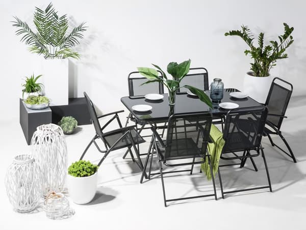 Utomhus Trädgårdsbord Svart Stål 140 x 80 cm Modern Trädgård
