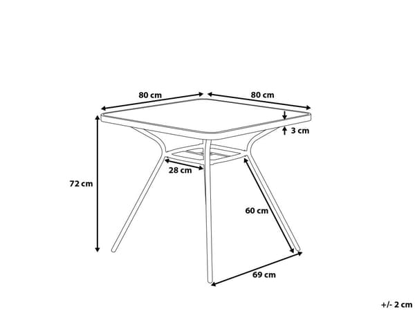 Utomhus Trädgårdsbord Svart Stål 80 x 80 cm Modern Trädgård