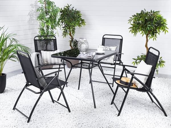 Utomhus Trädgårdsbord Svart Stål 80 x 80 cm Modern Trädgård