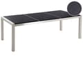 Pikkukuva 1 / 10: Puutarhapöytä musta 220 x 100 x 74 cm rosteri 3-osainen graniittitaso 8 hengelle