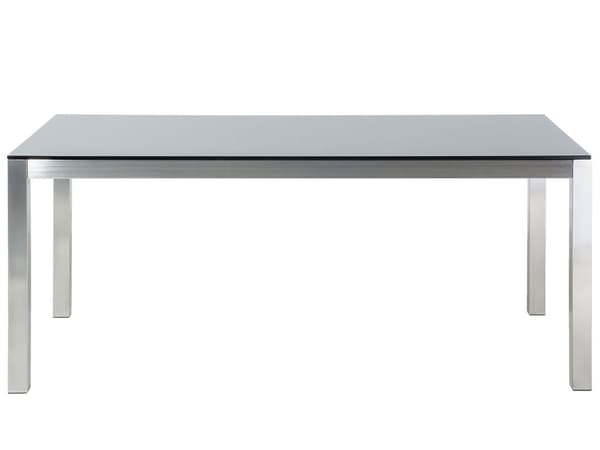 Puutarhapöytä musta 180 x 90 x 76 cm rosteri karkaistu lasitaso 6 hengelle