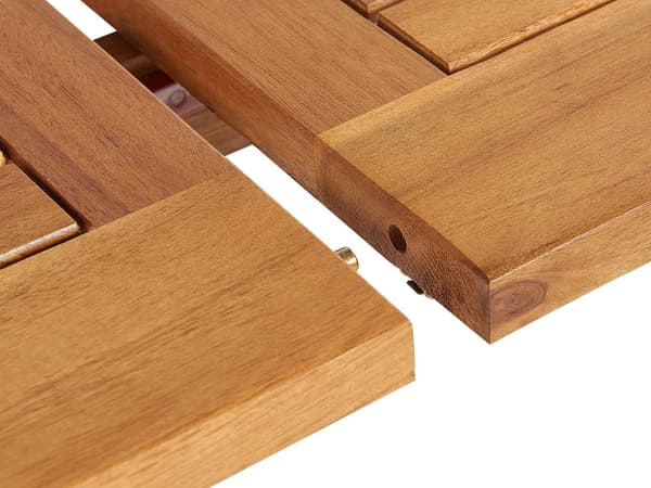 Puutarhapöytä vaalea 160/220 x 74 x 100 cm akaasia jatkettava 8 hengelle ovaali aurinkovarjo reikä