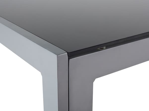 Puutarhapöytä musta hopea alumiini karkaistu lasitaso 160 x 90 x 71 cm kuudelle suorakulmainen moderni
