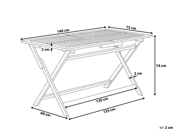 Puutarhapöytä tumma 140 x 74 x 75 cm akaasia 4 hengelle kokoontaitettava suorakulmio