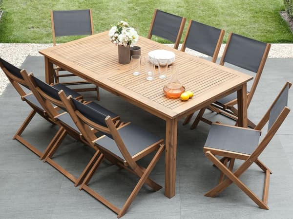 Puutarhapöytä vaalea 180/240 x 75 x 100 cm akaasia jatkettava 6-8 hengelle suorakulmio