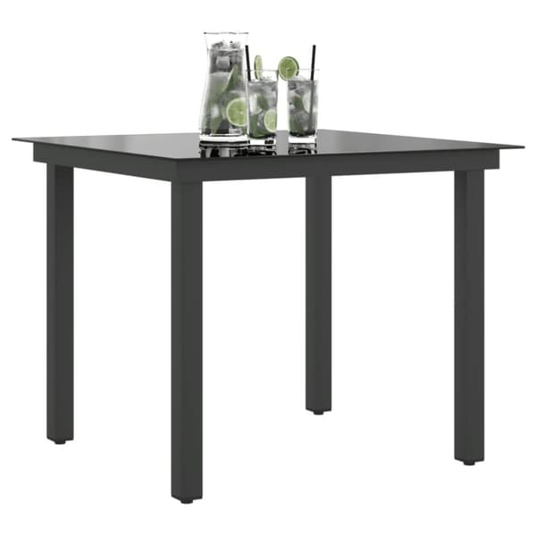 vidaXL havebord glas aluminium 80 x 80 x 74 cm sort