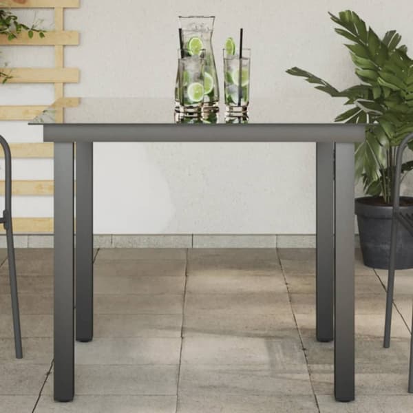 vidaXL havebord glas aluminium 80 x 80 x 74 cm sort