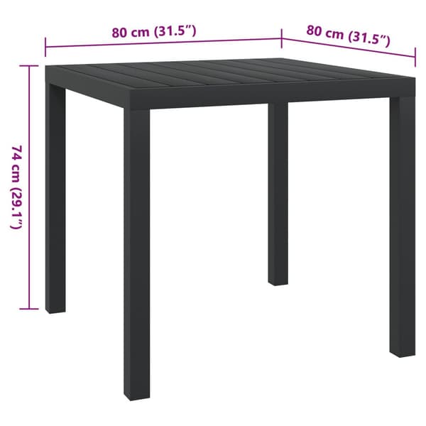 vidaXL havebord WPC aluminium 80 x 80 x 74 cm sort