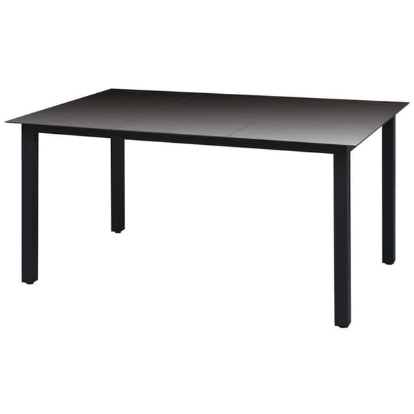 vidaXL Puutarhapöytä musta 150x90x74 cm alumiini ja lasi