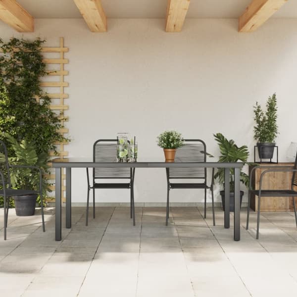 vidaXL havebord glas aluminium 190 x 90 x 74 cm sort