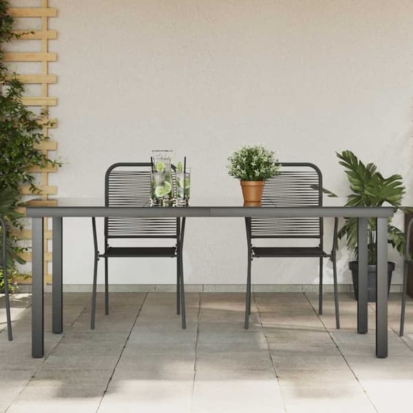 vidaXL havebord glas aluminium 190 x 90 x 74 cm sort