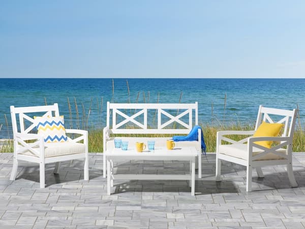 Trädgårdsbord Vitt Akaciaträ Rektangulärt 100 x 55 cm Vädertålig Modern Skandinavisk