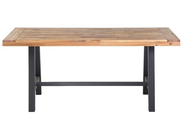 Trädgårdsbord Akaciaträ och Svarta Ben 170 x 80 cm Utomhus Inomhus Modern