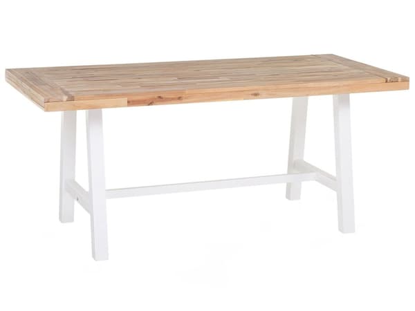 Trädgårdsbord Akaciaträ och Vita Ben 170 x 80 cm Utomhus Inomhus Modern
