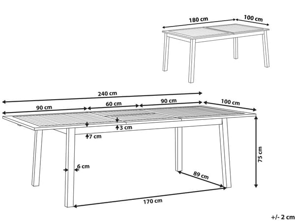 Trädgårdsbord Akaciaträ 180/240 x 100 cm Hopfällbart för 8 Personer Rektangulärt