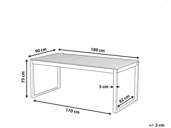 Puutarhapöytä vaalea 180 x 90 x 75 cm akaasia 6 hengelle suorakulmio öljytty
