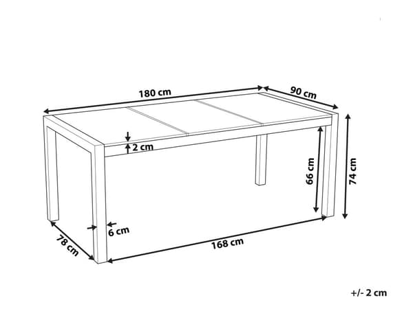 Puutarhapöytä musta 180 x 90 x 74 cm rosteri 3-osainen graniittitaso 6 hengelle