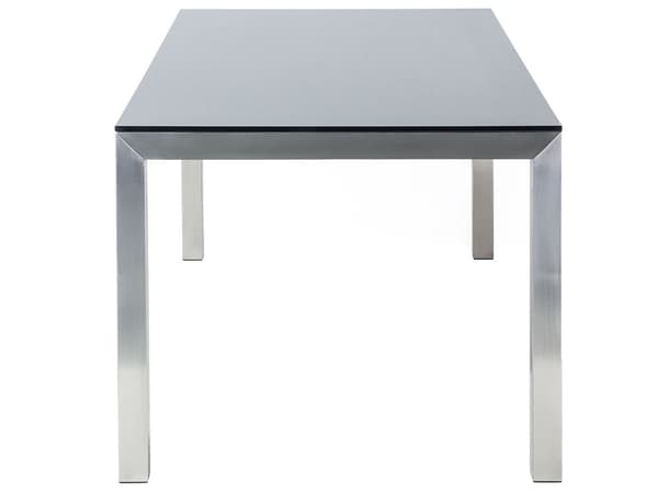 Trädgårdsbord Svart Glas Bordsskiva 180 x 90 cm 6-sits Stålram