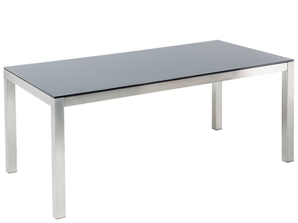 Trädgårdsbord Svart Glas Bordsskiva 180 x 90 cm 6-sits Stålram