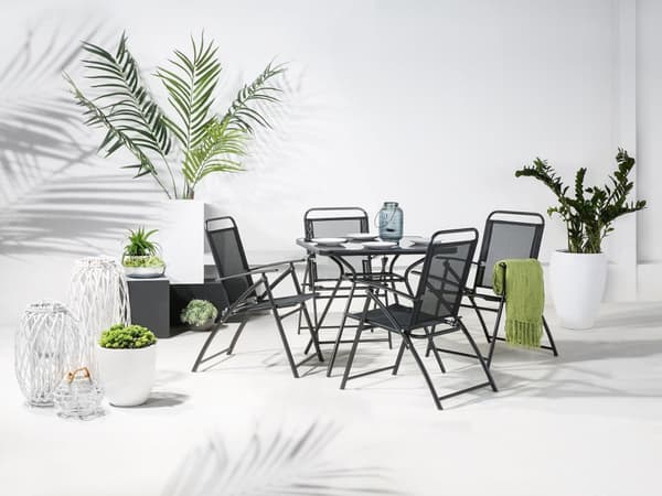 Udendørs Spisebord Sort Stål 80 x 80 cm Moderne Stil