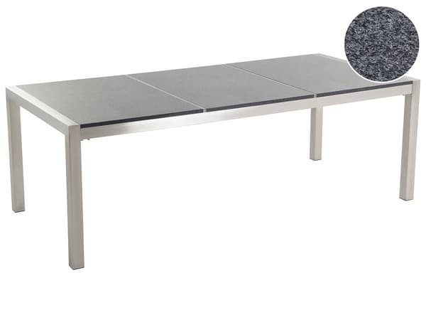 Have Spisebordssæt Grå og Sølv Granitbordplade Stål Ben Udendørs Modstandsdygtig 8 personers 220 x 100 x 74 cm