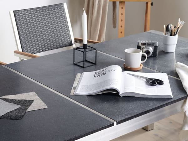 Have Spisebordssæt Grå og Sølv Granitbordplade Stål Ben Udendørs Modstandsdygtig 6 Personers 180 x 90 x 74 cm