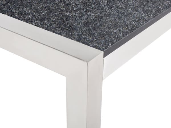 Have Spisebordssæt Grå og Sølv Granitbordplade Stål Ben Udendørs Modstandsdygtig 6 Personers 180 x 90 x 74 cm