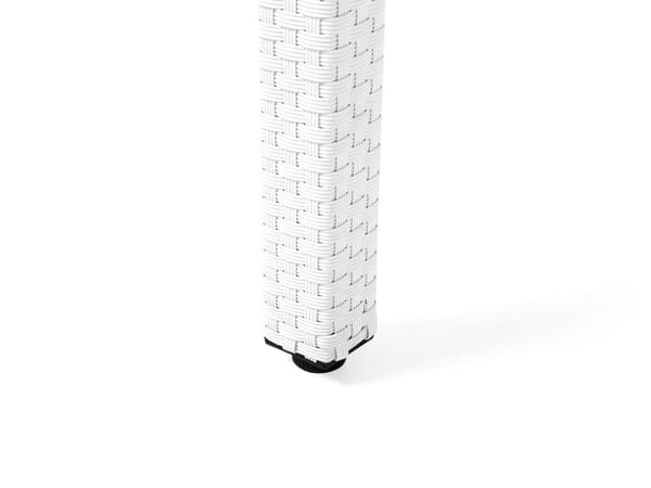 Havespisebord Hvid Imiteret Rattan Plade af Hærdet Glas 220 cm 100 cm 8 Personers Rektangulær