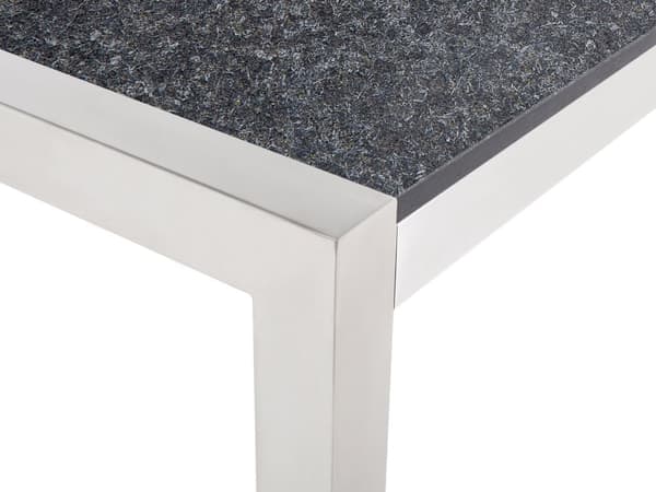 Have Spisebordssæt Grå og Sølv Granitbordplade Stål Ben Udendørs Modstandsdygtig 8 Personers 220 x 100 x 74 cm