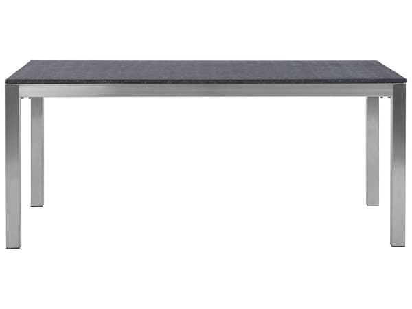 Havespisebord Grå og Sølv Granit Bordplade Rustfri Stål Ben Udendørs Modstandsdygtig 6 Personers 180 x 90 x 74 cm