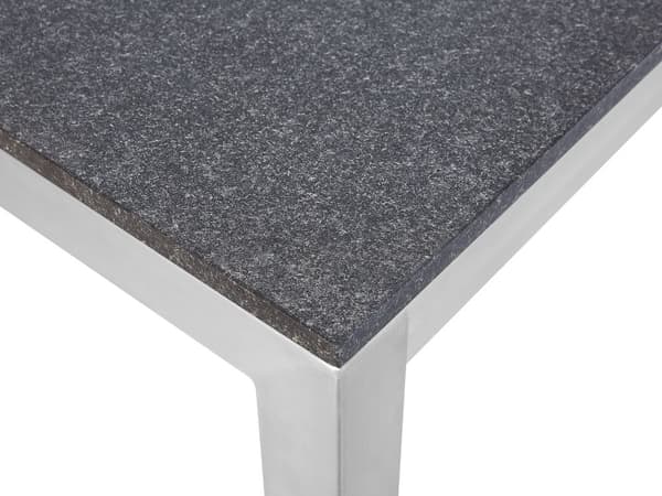 Havespisebord Grå og Sølv Granit Bordplade Rustfri Stål Ben Udendørs Modstandsdygtig 6 Personers 180 x 90 x 74 cm