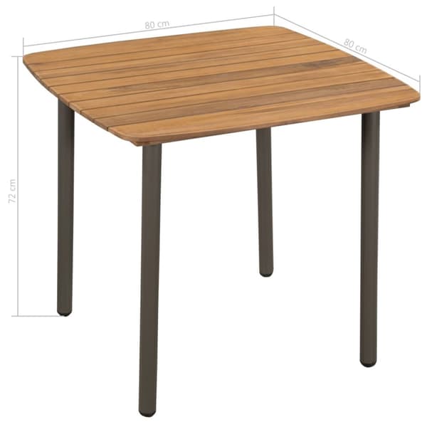 vidaXL havebord massivt akacietræ og stål 80 x 80 x 72 cm