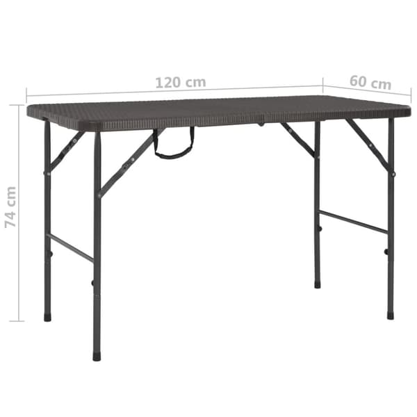 vidaXL Sammenleggbart hagebord brunt 120x60x74 cm HDPE rottingstil