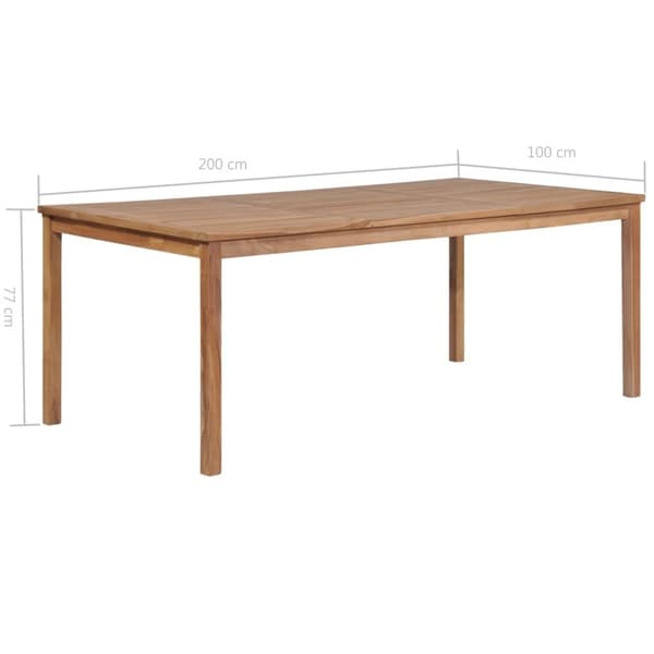 vidaXL Hagebord 200x100x77 cm heltre teak