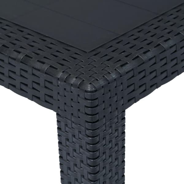 vidaXL Hagebord 220x90x72 cm plast antrasitt rottingdesign