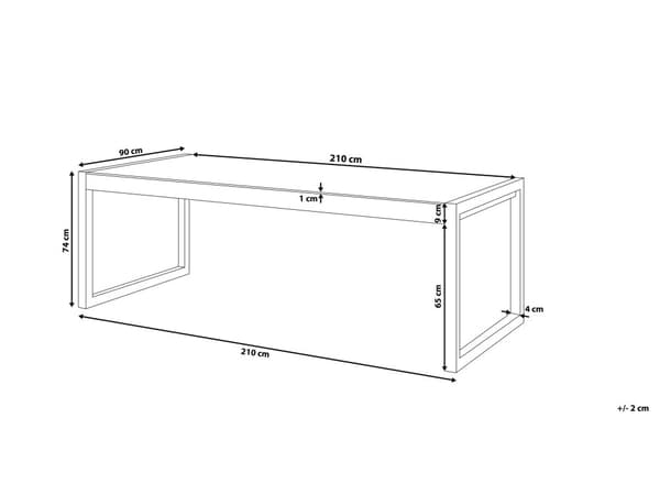 Puutarhapöytä tummanharmaa 210 x 74 x 90 cm polyesteri lasitaso valkoiset alumiinijalat