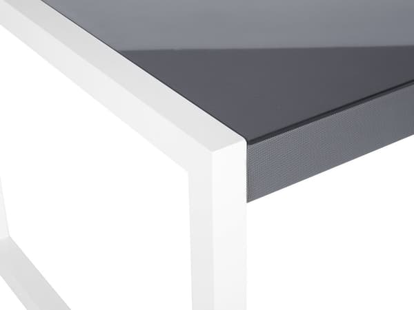 Havespisebord Grå og hvid Aluminiums glasbordplade Vejrbestandig